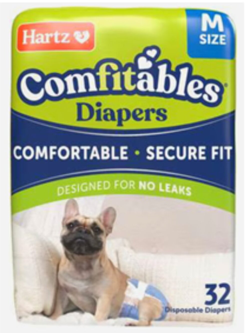NWT Hartz Comfitables Male & Female Dog Diapers, Medium 15" to 22" waist, 32Ct.